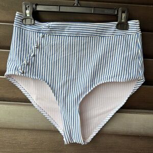 High Dive By ModCloth Large Seer Sucker Bikini Bottom High Waist